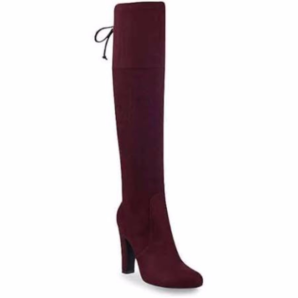 Unisa Samuel Over the Knee Suede Boots in Burgundy